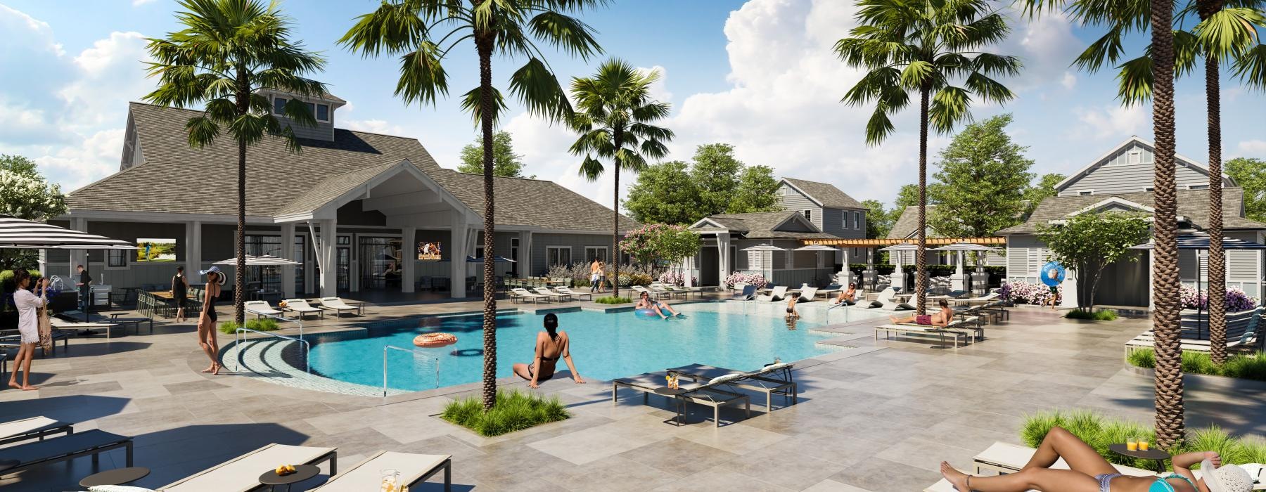 a pool with people in it